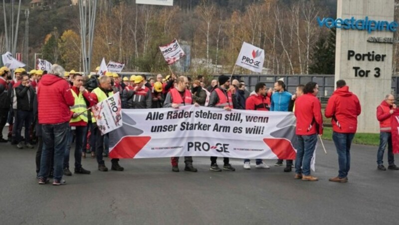 Streik der Metaller in der Voestalpine (Bild: Sepp Pail)