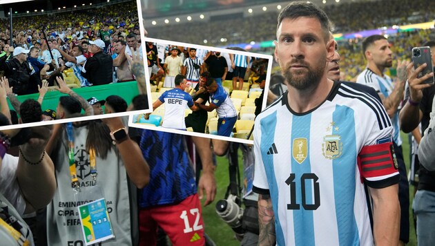 Unschöne Szenen beim Sieg von Lionel Messi und Co.  (Bild: AP, APA/AFP/DANIEL RAMALHO)