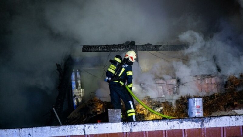 Feuerwehrleute kämpften gegen die Flammen an. (Bild: © TEAM FOTOKERSCHI.AT / SIMON BRANDSTÄTTER)