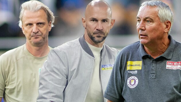 Drei Top-Trainer in der Liga: Markus Schopp (li.), Christian Ilzer (mi.) und Peter Pacult. (Bild: GEPA pictures)