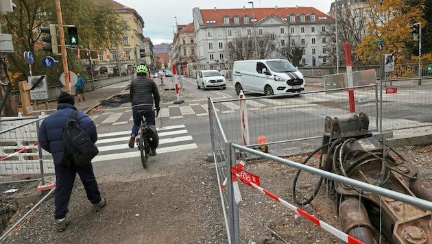 Ab 8. Jänner 2024 wird die Tegetthoffbrücke im Zentrum von Graz gesperrt. (Bild: Christian Jauschowetz)