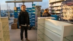 Simon Job in der noch nicht fertig eingeräumten Apotheke. Am 27. um 8 Uhr sperrt sie auf. (Bild: Charlotte Titz)