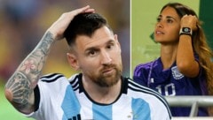 Einem Gerücht zufolge soll Lionel Messi (l.) seine Ehefrau Antonella Roccuzzo (r.) betrogen haben. (Bild: APA/AFP/Daniel RAMALHO/Odd ANDERSEN)