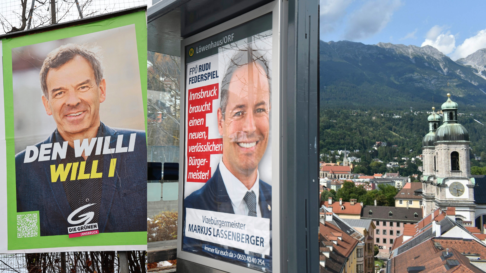 BM Willi (Grüne) und Vize Lassenberger (FPÖ) lachen den Innsbruckern bereits ins Gesicht. (Bild: Christof Birbaumer/Manuel Schwaiger/Krone KREATIV)