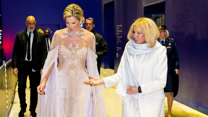 Königin Maxima legte in einem Transparent-Dress von Designerin Iris van Herpen einen strahlenden ...