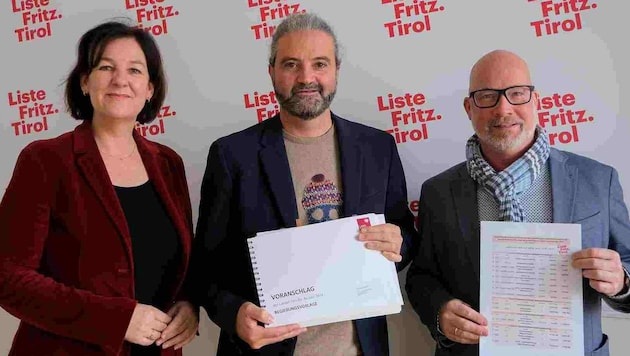 Andrea Haselwanter-Schneider, Markus Sint, Herwig Zöttl (v. li.). (Bild: Liste Fritz)