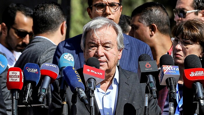 UNO-Generalsekretär António Guterres während eines Besuchs an der Grenze zum Gazastreifen