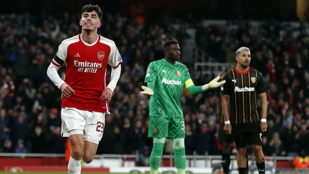 Nach dem Treffer von Kai Havertz (links) zündet Arsenal ein richtiges Feuerwerk. (Bild: AFP)