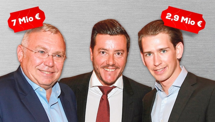 Alfred Gusenbauer (li.) und Sebastian Kurz (re.) kassierten vom Immo-Jongleur.