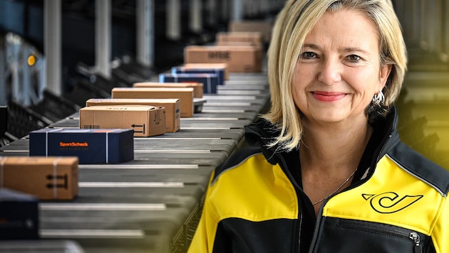 Andrea Pilz-Kapfinger leitet das Logistikzentrum in Allhaming, in dem derzeit 520 Mitarbeiter tätig sind. Fast 300.000 Pakete werden im Dezember täglich verarbeitet. (Bild: Markus Wenzel, Krone KREATIV)