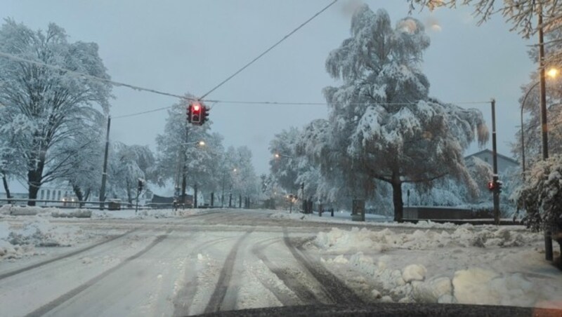 Tiefwinterliche Fahrverhältnisse in und um Dornbirn. (Bild: Peter Weihs/Kronenzeitung)