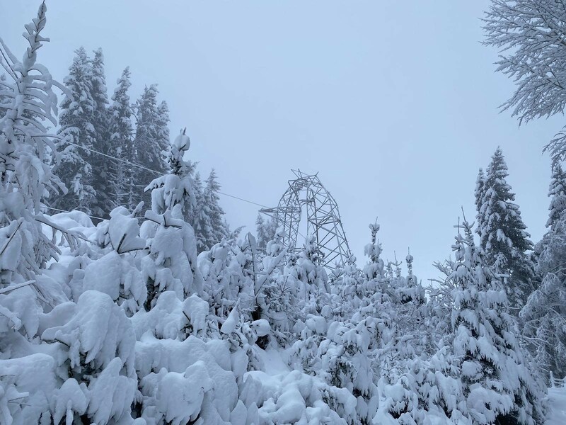 Eingeknickter Strommast in Weißkirchen (Bild: Energie Steiermark)