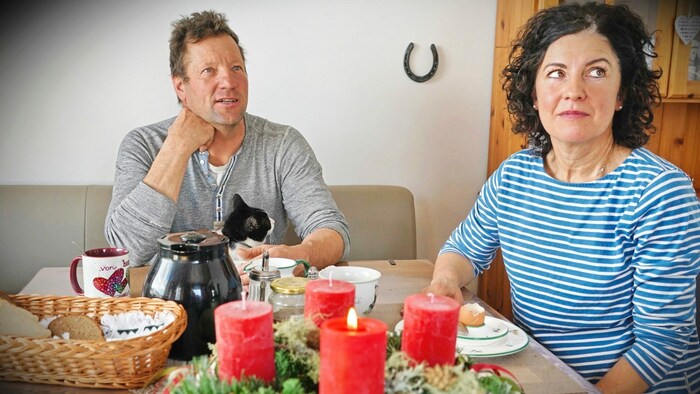 Der Adventkranz diente Familie Bischof als Lichtquelle.
