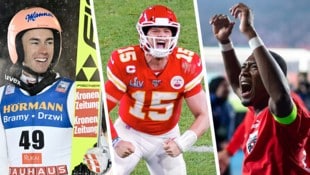 Mit Stefan Kraft, Superbowl und David Alaba bei der EURO steht uns ein Super-Sportjahr bevor. (Bild: APA/Picturedesk, Krone KREATIV)