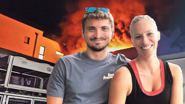Die beiden retteten ihrer Nachbarin das Leben, klopften und läuteten wild an der Tür der brennenden Wohnung. (Bild: Stadtfeuerwehr Weiz/zVg, Krone KREATIV)