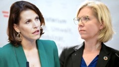 Von links: Ex-Europaministerin Karoline Edtstadler und Ex-Klimaschutzministerin Leonore Gewessler (Bild: APA, Krone KREATIV)