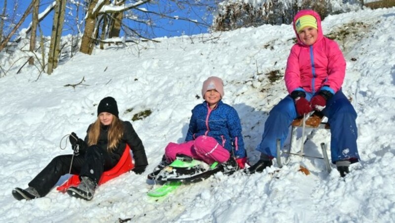 Kindern bereitete der Schnee vielerorts Freude. (Bild: Manfred Fesl)