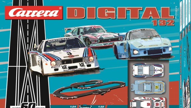 Im Retro Grand Prix Set von Carrera sind zwei Klassiker aus der Deutschen Rennsport Meisterschaft dabei, welche vom legendären Klaus Ludwig gesteuert wurden. (Bild: Carrera)