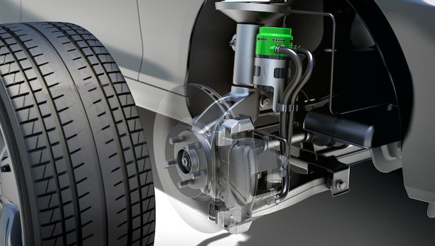 Schläuche an den Bremsbelägen transportieren bei dieser Lösung den Feinstaub der Bremsen in einen Filter. (Bild: Tallano)