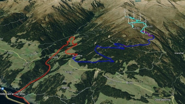 Geht es nach der EWA, sollen bis zu sieben Windräder auf der Hochalm gebaut werden. (Bild: EWA)