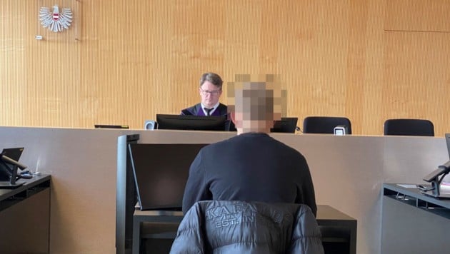 Der Angeklagte vor Gericht. (Bild: Dorn / Krone KREATIV)