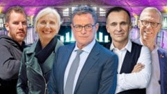 Jakob Pöltl (per Zuspieler), Roswitha Stadlober, Ralf Rangnick, Gottfried Wurpes, Peter Stöger (von links) und viele mehr werden beim „Krone Leadership Day am 22. Februar“ mit von der Partie sein. (Bild: GEPA, APA, AFP, AP Krone KREATIV,)