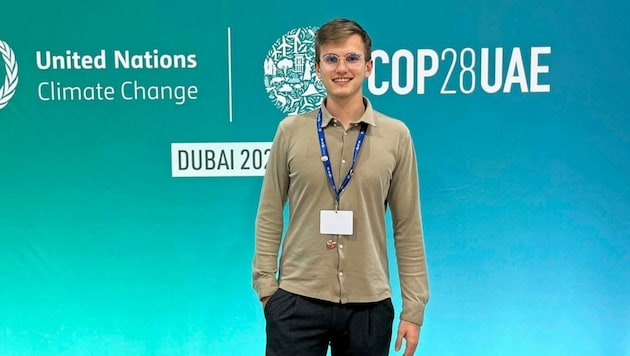 Philipp Steininger von den österreichischen Jugenddelegierten auf dem Klimagipfel in Dubai (Bild: Carina Jagersberger)
