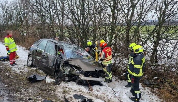 Die Rettung musste einen weiteren Lenker auf der B 60 aus dem Wrack holen.