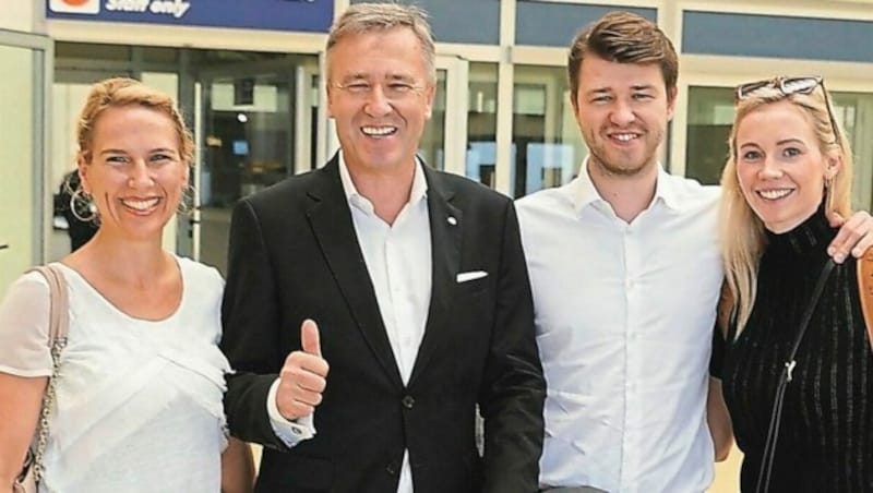 Christian Jauk mit Herzblatt Kathrin und Familie. (Bild: Sepp Pail)