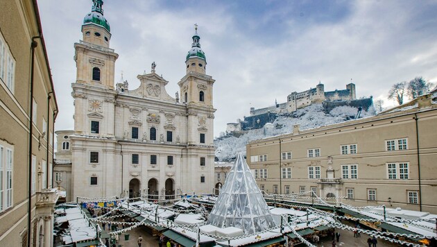 So hübsch und weiß wie Anfang Dezember wird sich Salzburg an Heiligabend heuer wohl nicht präsentieren (Bild: Franz Neumayr)