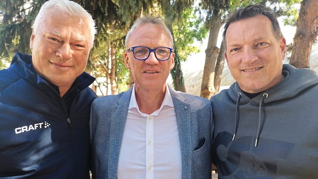 Ralph Schader (Mitte) freut sich auf Toni Polster (links) und Andi Herzog (Bild: Ralph Schader)