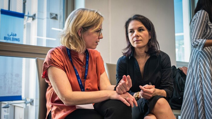 Von links: Umweltministerin Leonore Gewessler und die deutsche Außenministerin Annalena Baerbock