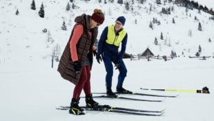 Spaß auf der Piste: Bianca Schwarzjirg und Manuel Kelemen. (Bild: Dominique Hammer)