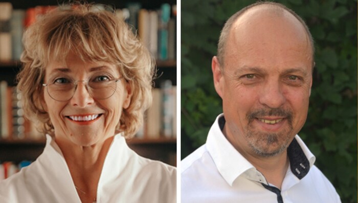Die Brennpunkt-Spitze, Regina Gruber und Harry deBoer, nutzte das Bürgerforum vor der ...