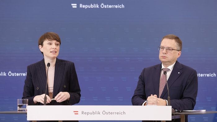 Grüne-Klubchefin Sigi Maurer und ÖVP-Klubobmann August Wöginger beim Pressefoyer nach einer ...