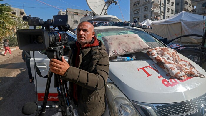 Ein Journalist in Rafah im Gazastreifen