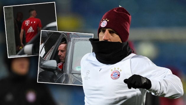 Franck Ribery wurde am Bayern-Gelände gesichtet. (Bild: Kirill KUDRYAVTSEV/AFP, X/GabrielStachPL)