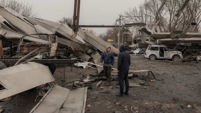 Eine mutmaßlich abgeschossene russische Drohne in Odessa