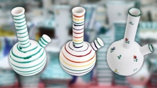 Das sind die drei Designs, in denen die Gmundner Keramik die Bongs produziert.