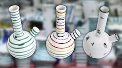 Das sind die drei Designs, in denen die Gmundner Keramik die Bongs produziert. (Bild: Stock A., Gmundner Keramik, Krone KREATIV)