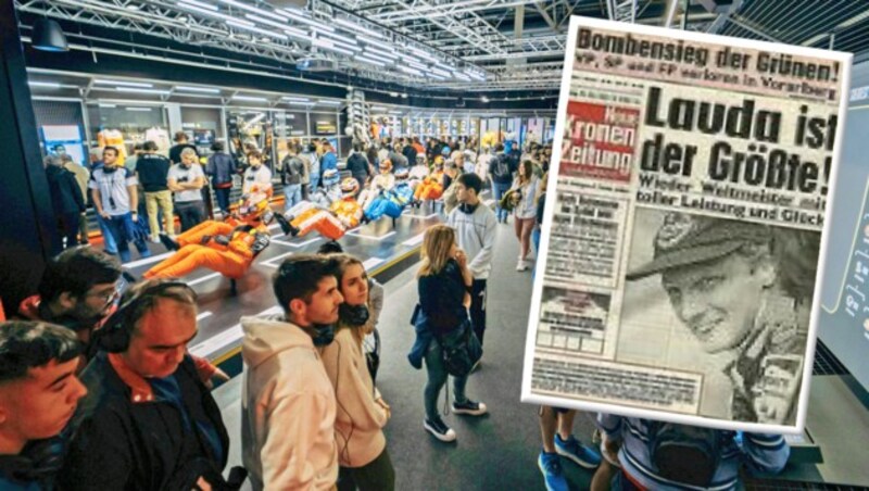 Neben unzähligen Exponaten wartet auch viel „Krone“-Archivmaterial auf die Fans. (Bild: Formula One Expedition, Krone KREATIV)