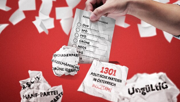 Nach dem Parteienregister vom 7. November 2023 haben wir 1301 politische Parteien in Österreich. (Bild: stock.adob.come, Krone KREATIV)