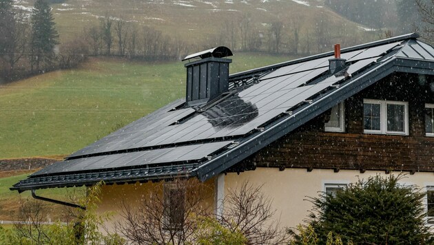 Die Salzburgerin hat sich eine üppige Photovoltaik-Anlage auf ihrem Dach installieren lassen. (Bild: Tschepp Markus)