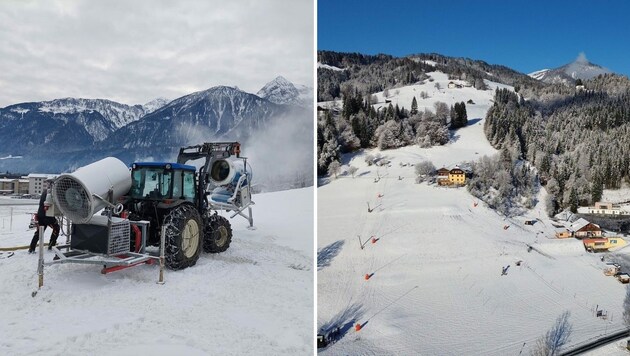 Im Skigebiet Vorhegg wird fleißig für die Eröffnung gearbeitet. (Bild: Bergbahnen Kötschach/Vorhegg)