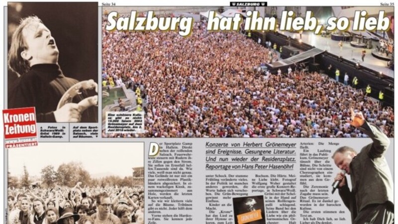 Die „Krone“ berichtete über das umjubelte Konzert von Herbert Grönemeyer (Bild: Honorar)