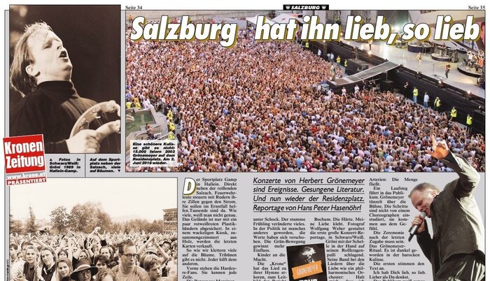 Die „Krone“ berichtete über das umjubelte Konzert von Herbert Grönemeyer
