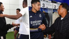 Endrick macht Bekanntschaft mit David Alaba und Jude Bellingham. 