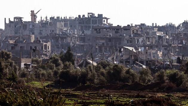 Zerstörte Häuser im Norden des Gazastreifens (Bild: AFP)