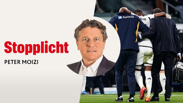 „Krone“-Sportchef Peter Moizi über Alabas Verletzung. (Bild: Krone KREATIV, ASSOCIATED PRESS)