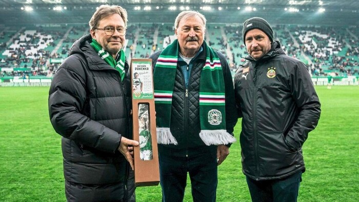 Wrabetz (li.) mit Rapids Legende Panenka - ihr Torjubel gegen Salzburg kam aber zu früh.